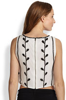 Thumbnail for your product : Alice + Olivia Tiara Beaded Silk Cropped Top