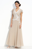 Thumbnail for your product : J Kara Beaded Mock Two-Piece Crepe Gown