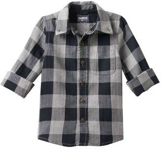 Osh Kosh Toddler Boy Black Checkered Flannel Button-Down Shirt