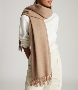 Reiss JEN WOOL CASHMERE BLEND OVERSIZED SCARF Neutral