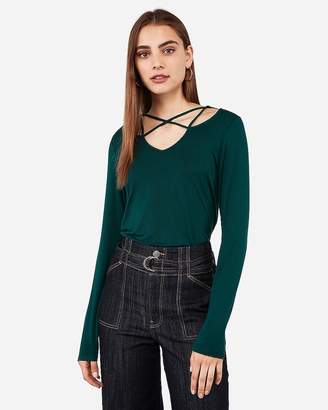 Express One Eleven Strappy V-Neck Easy Tee