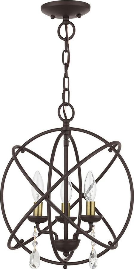 Livex Lighting 3-Light Bronze Convertible Chandelier Semi Flush