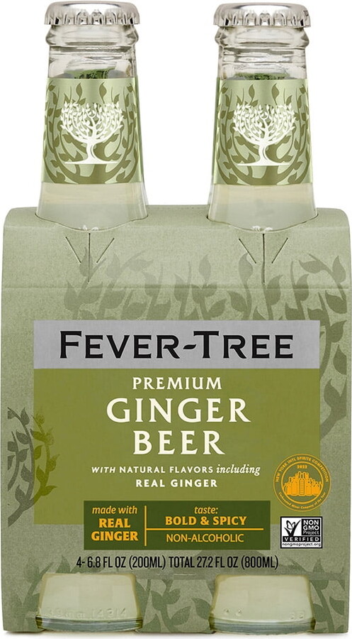 Fever-Tree Bold & Spicy Premium Real Ginger Beer, 4Pack/6.8oz, Shelf Stable, Glass Bottles