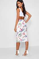 Thumbnail for your product : boohoo Leah Summer Floral Scuba Midi Skirt