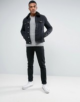 Thumbnail for your product : ASOS Skinny Denim Jacket With Fleece Collar in Black Wash