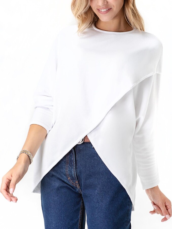 Accouchee Let Loose Crossover Long Sleeve Maternity Nursing Knit Sweater