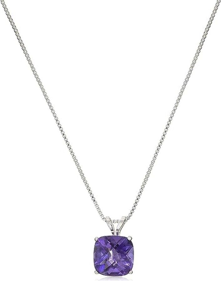 Maxcolor Silver 1.60 Ct. Tw. Amethyst Pendant Necklace