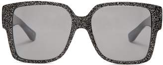 Saint Laurent Rectangle-frame glitter-acetate sunglasses
