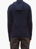 Thumbnail for your product : Bottega Veneta Cutout Ribbed Cotton-blend Sweater - Navy