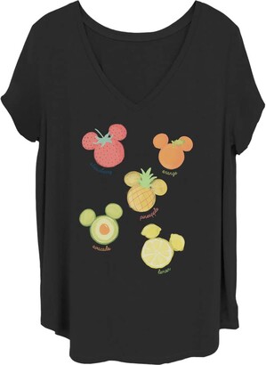 Disney Women's Classic Mickey Assorted Fruit Junior's Plus Short Sleeve Tee Shirt