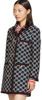 Thumbnail for your product : Gucci Navy Tweed GG Double-Breasted Coat