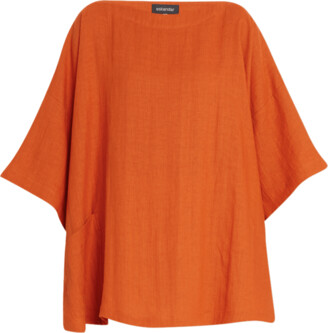 eskandar Angle-To-Front 3/4-Sleeve Scoop-Neck Tunic Shirt (Long Length)