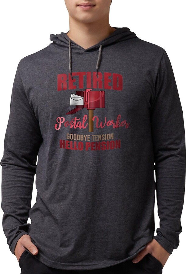 CafePress Retired Postal Worker Funny Po Long Sleeve T Shirt Men's Hoodie Shirt Heather Gray