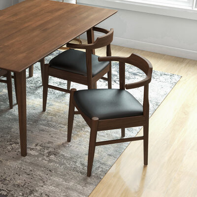 Boden Solid Wood Wingback Side Chair in Black