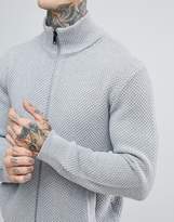Thumbnail for your product : Armani Exchange Waffle Zip Through Knit In Gray