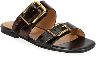 Dries Van Noten Two-Strap Flat Slide Sandals