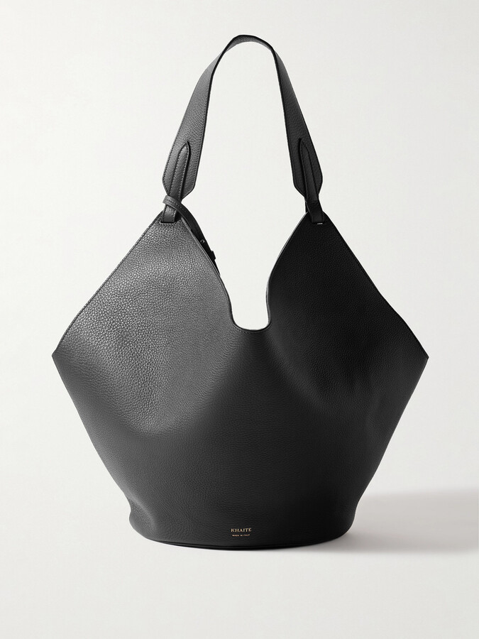 KHAITE Lotus Medium Textured-leather Tote - Black