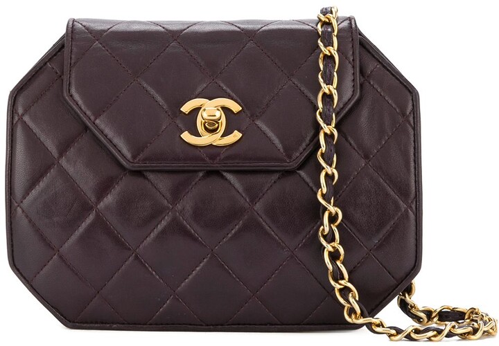Chanel Pre-owned 2000 CC Diamond-Quilted Handbag - Brown