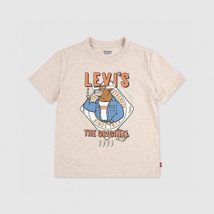 Levi's Levis Bull With Hot Sauce Tee Big Boys S-XL T-Shirt - Almond Heather