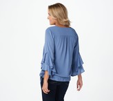 Thumbnail for your product : Haute Hippie Tribe 'Saidy' V-Neck Blouse with Ruffle Sleeve