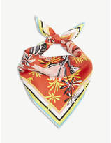 Diane Von Furstenberg Floral stripe print silk small scarf