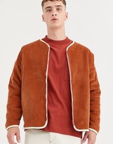 Thumbnail for your product : ASOS reversible liner jacket in ecru borg and rust cord