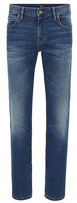 HUGO BOSS Regular-fit jeans in distressed indigo denim