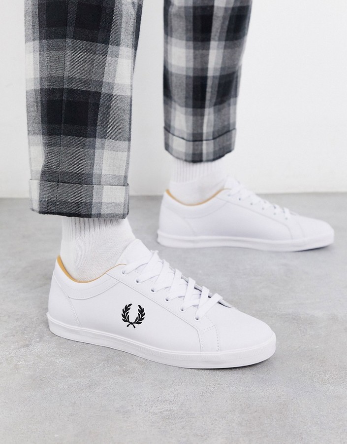 Fred Perry Baseline leather sneakers in white - ShopStyle