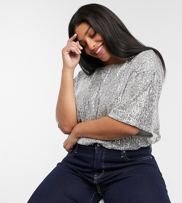 silver plus size top