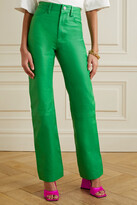 Thumbnail for your product : REMAIN Birger Christensen Lynn Leather Straight-leg Pants - Green