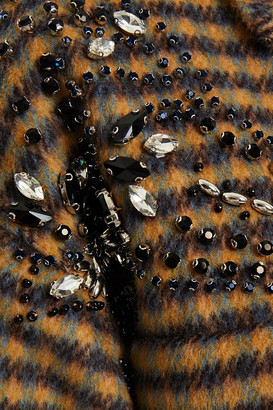 Sandro Brodan Embellished Checked Wool-blend Felt Jacket