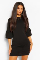 Thumbnail for your product : boohoo Ruffle Sleeve Fitted Waist Shift Dress