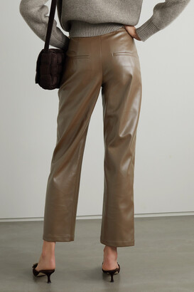 Deveaux Eve Faux Leather Straight-leg Pants - Taupe