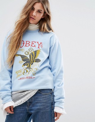 Obey Crew Neck Sweatshirt With Soaring Eagle Print
