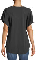 Thumbnail for your product : Neiman Marcus V-Neck Butterfly-Sleeve Tee