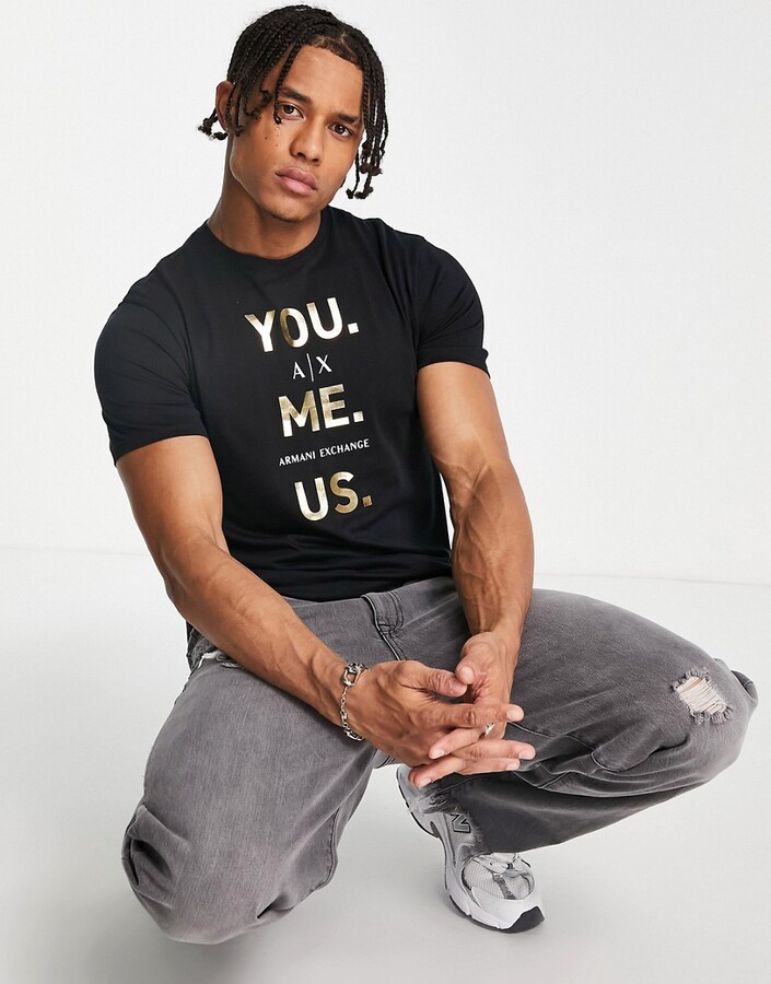Armani Exchange x You Me Us logo t-shirt in black ShopStyle