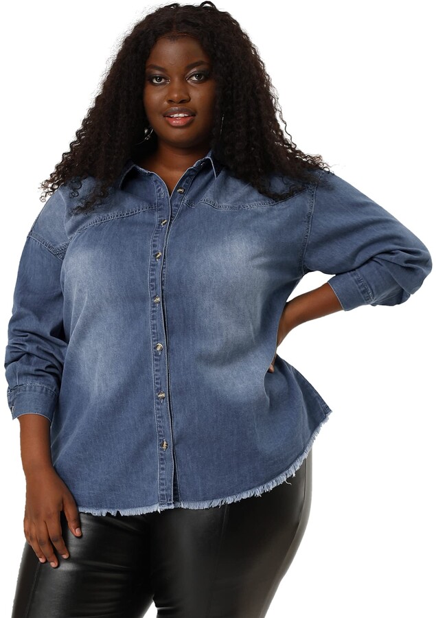 cheap plus size button down shirts