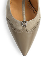 Thumbnail for your product : Ferragamo Nalia Leather & Suede T-Strap Pumps