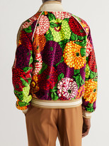 Thumbnail for your product : Gucci Striped Webbing-Trimmed Printed Cotton-Velour Track Jacket