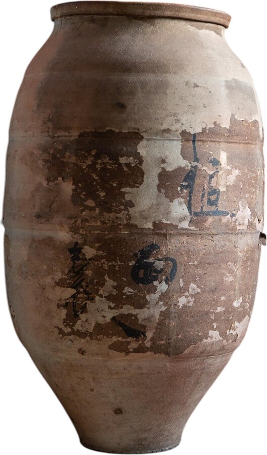 1stDibs Japanese Antique Paper Covered Wabi Sabi Cha Tsubo Large Pottery Tea Storage Jar