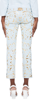 Thumbnail for your product : Balmain Pale Blue Leather Embossed Pants