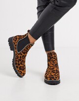 Thumbnail for your product : Truffle Collection flat chelsea boots in leopard