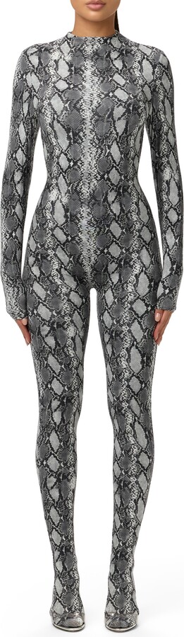 Naked Wardrobe Animal Print Closed Toe Jumpsuit
