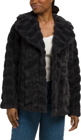 TJMAXX Faux Fur Grooved Coat, Polyester
