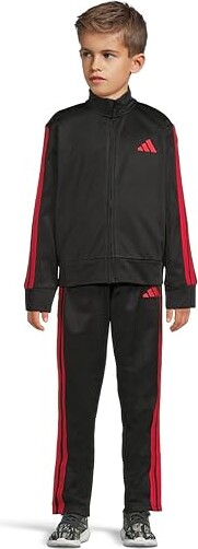 Adidas Originals Kids 3S Tricot Track Set Boy's Workout Black/Red : 4 Little Kids, Polyester/Tricot