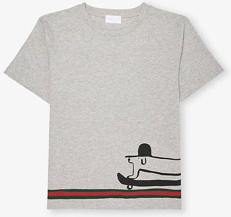 Gucci Light Grey Mel/Mix Branded-Print Cotton-Jersey T-Shirt 4-8 Years 6 Years