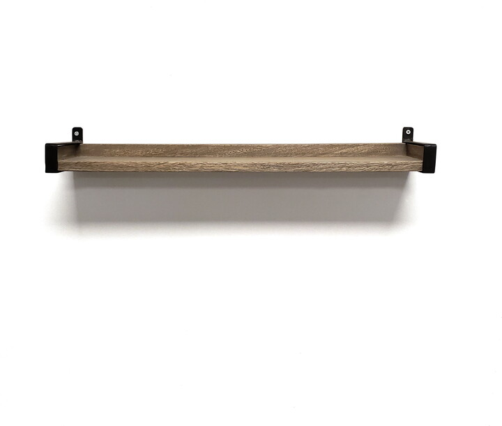 Lewis Hyman InPlace 24W x 5D x 2.75H Driftwood Metal Real Wood Industrial Iron Bracket Ledge Shelf, 9602084E