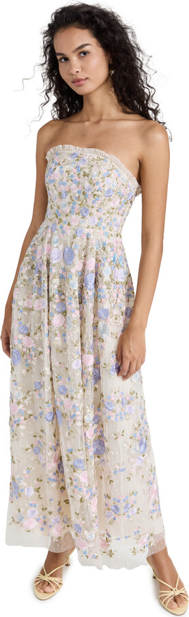 Needle Thread Rose Dream Strapless Corset Ankle Gown ShopStyle