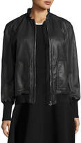 Thumbnail for your product : Derek Lam 10 Crosby Ruffled Collar Leather Bomber Jacket, Black