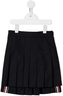 Thom Browne Kids Super 120s twill pleated mini skirt